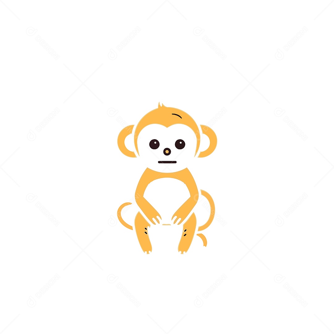 Macaco Bonito de Desenho Animado Ilustração Vetor EPS