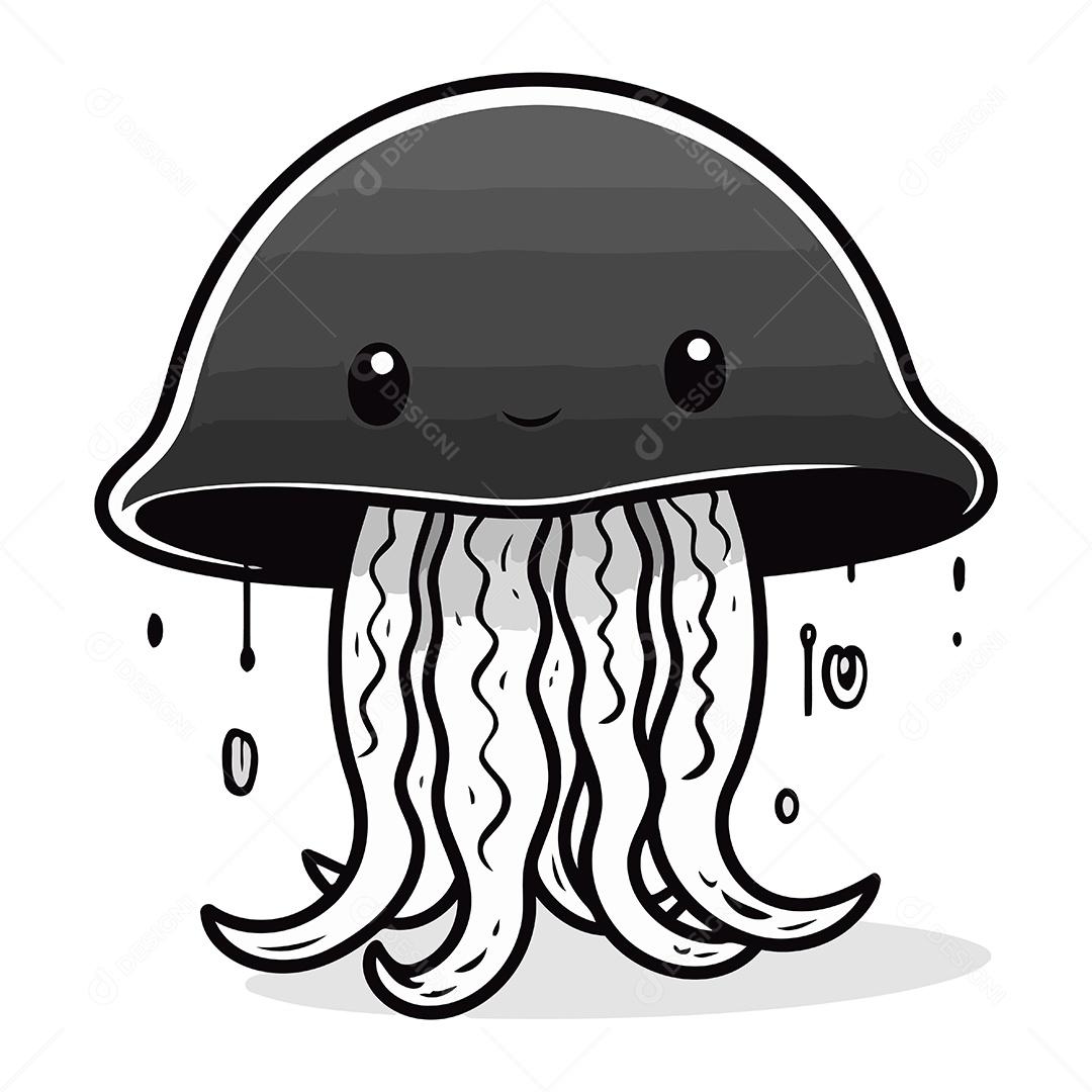 Água Viva Fofa de Desenho Animado Ilustração Vetor EPS