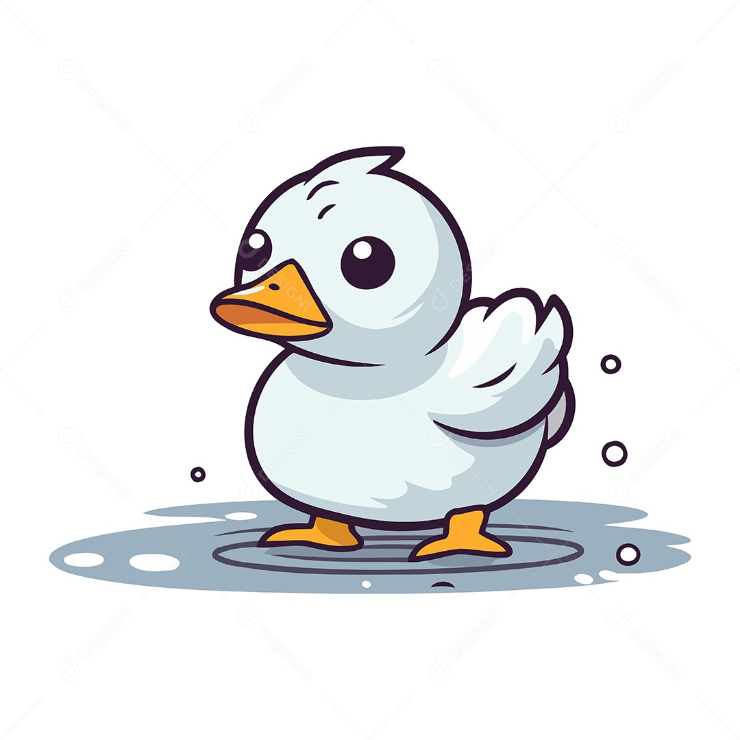 Patinho Fofo de Desenho Animado Ilustração Vetor EPS
