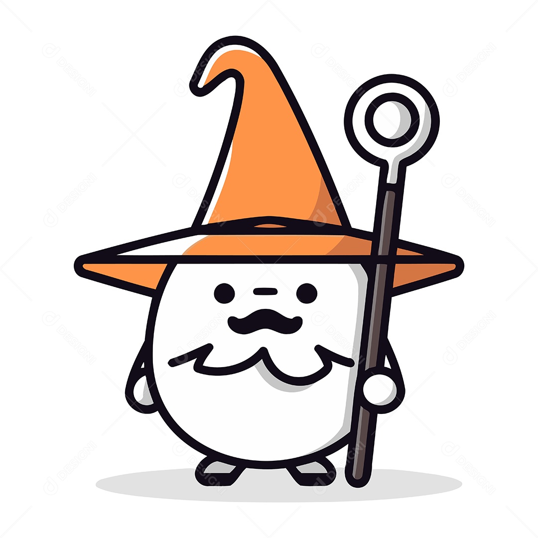 Bruxo e Varinha Mágica de Desenho Animado Ilustração Vetor EPS