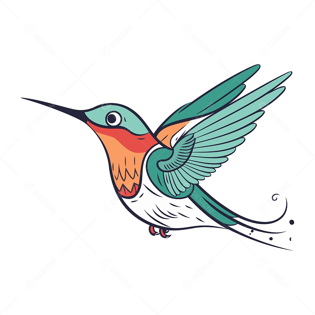 Beija Flor de Desenho Animado Ilustração Vetor EPS