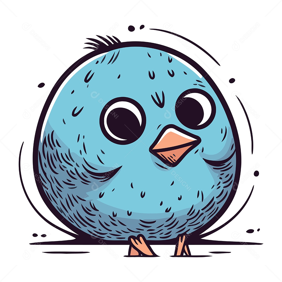 Pássaro Azul Fofo de Desenho Animado Ilustração Vetor EPS