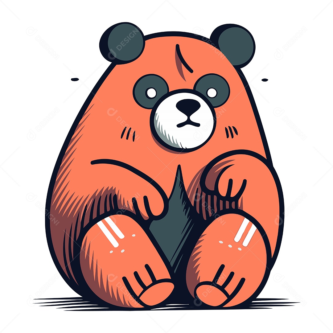 Urso Fofo de Desenho Animado Ilustração Vetor EPS
