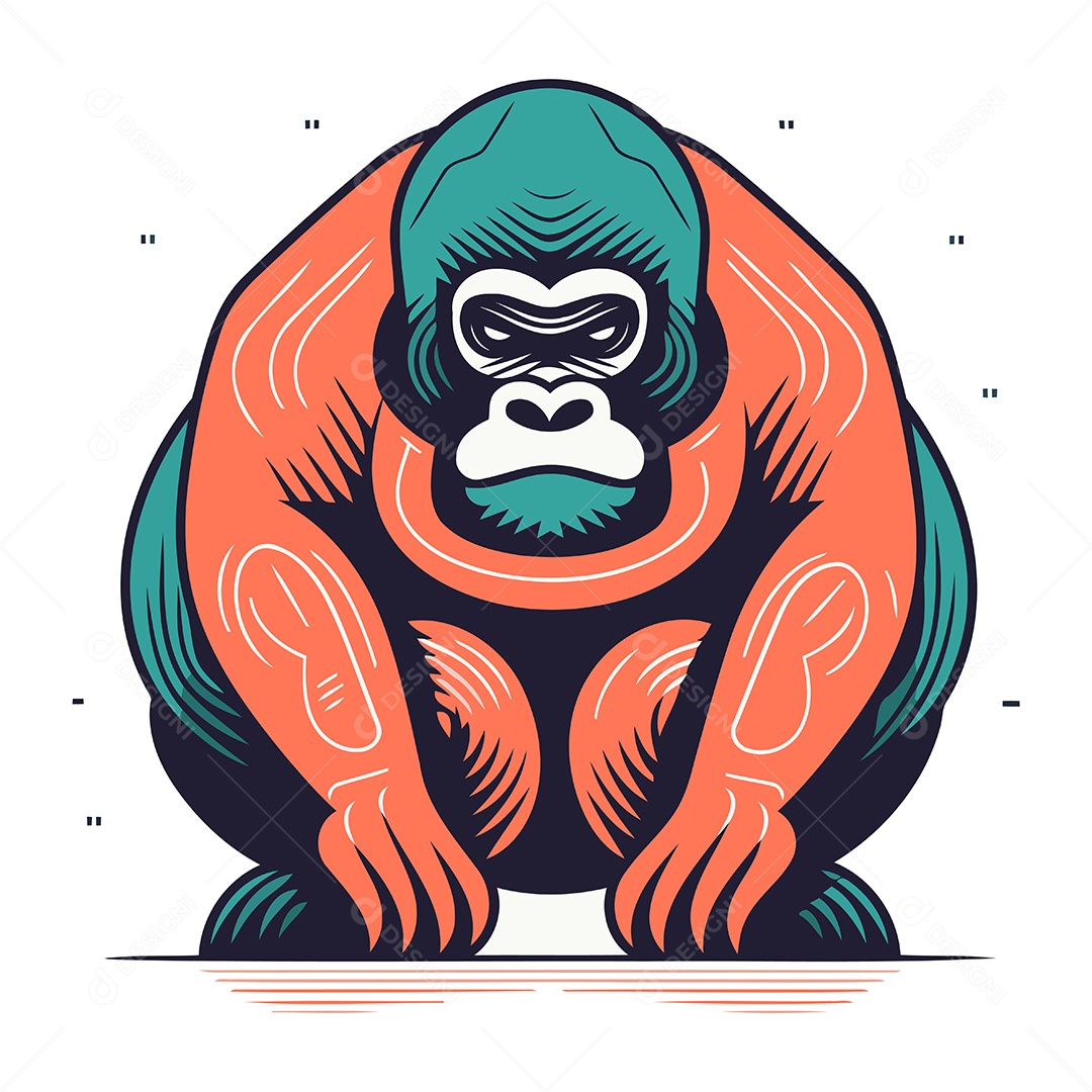 Gorila de Desenho Animado Ilustração Vetor EPS