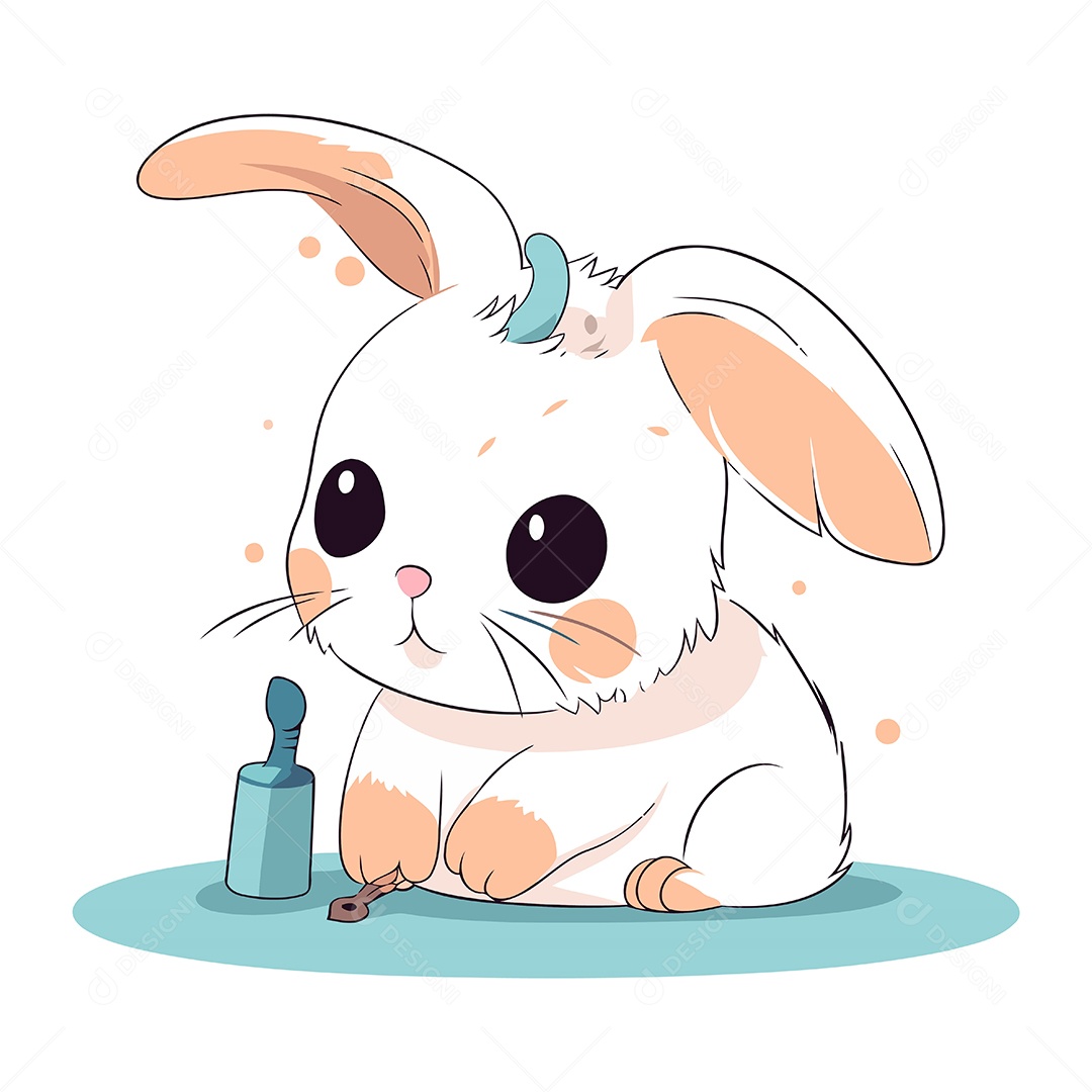 Coelhinho Fofo de Desenho Animado Ilustração Vetor EPS
