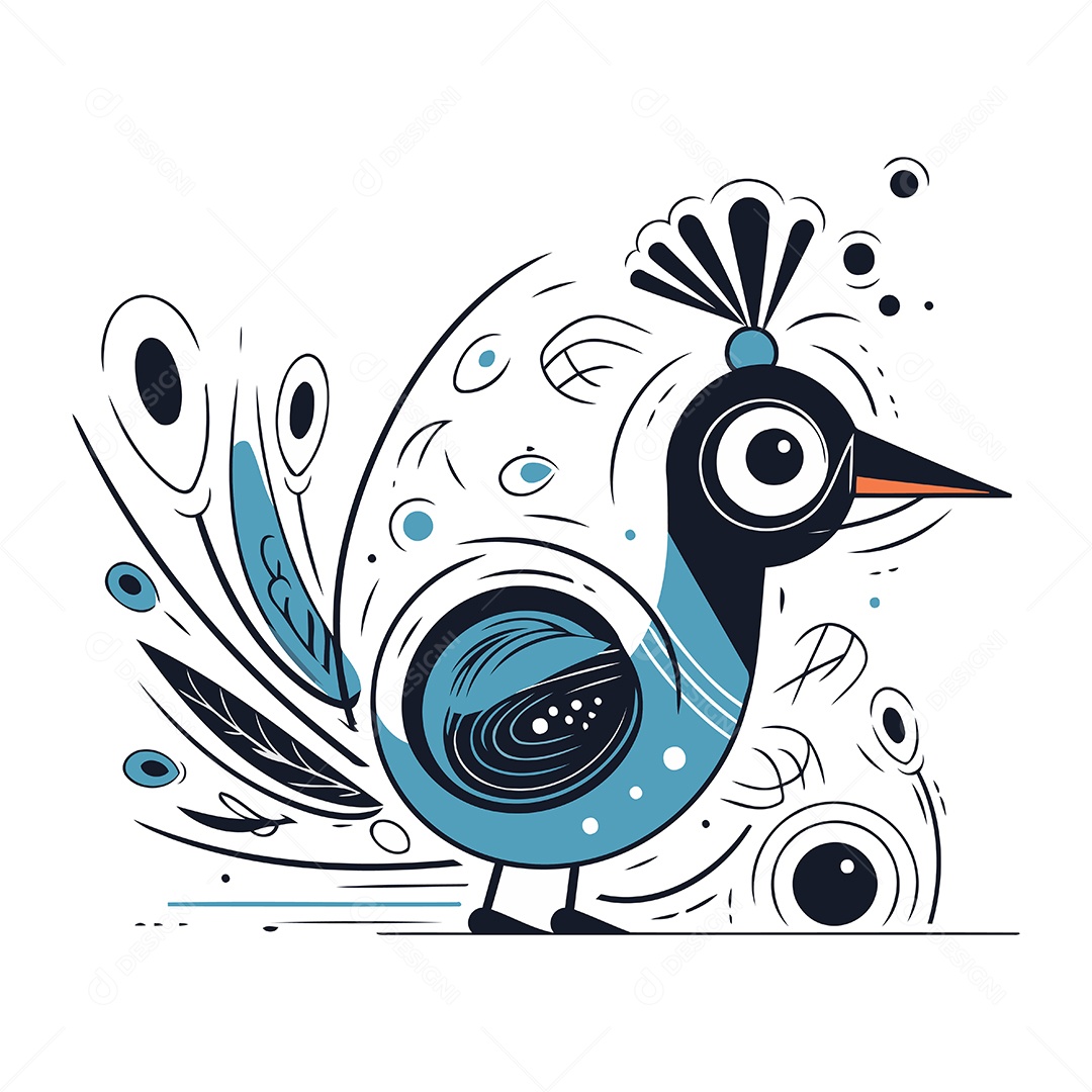 Pavão de Desenho Animado Ilustração Vetor EPS