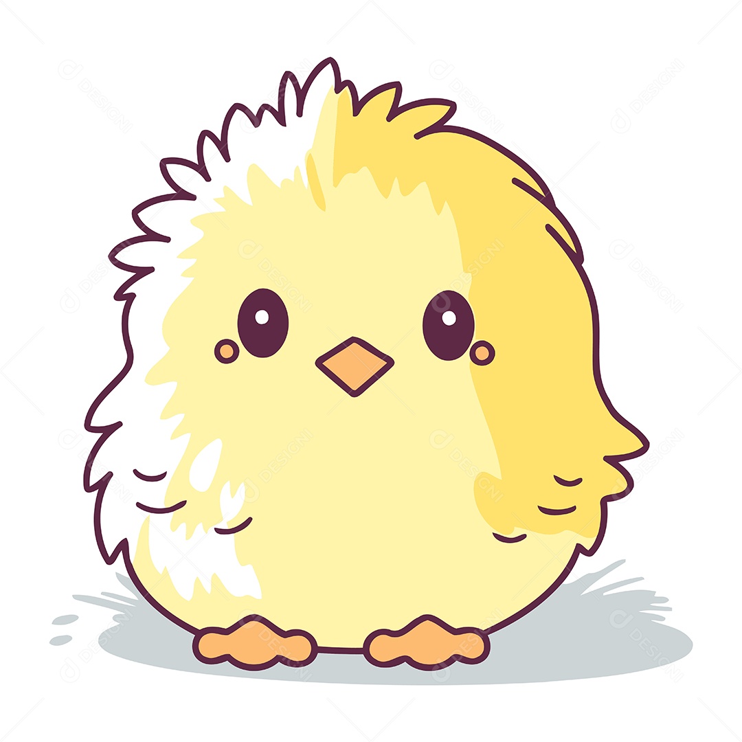 Pintinho Fofo de Desenho Animado Ilustração Vetor EPS