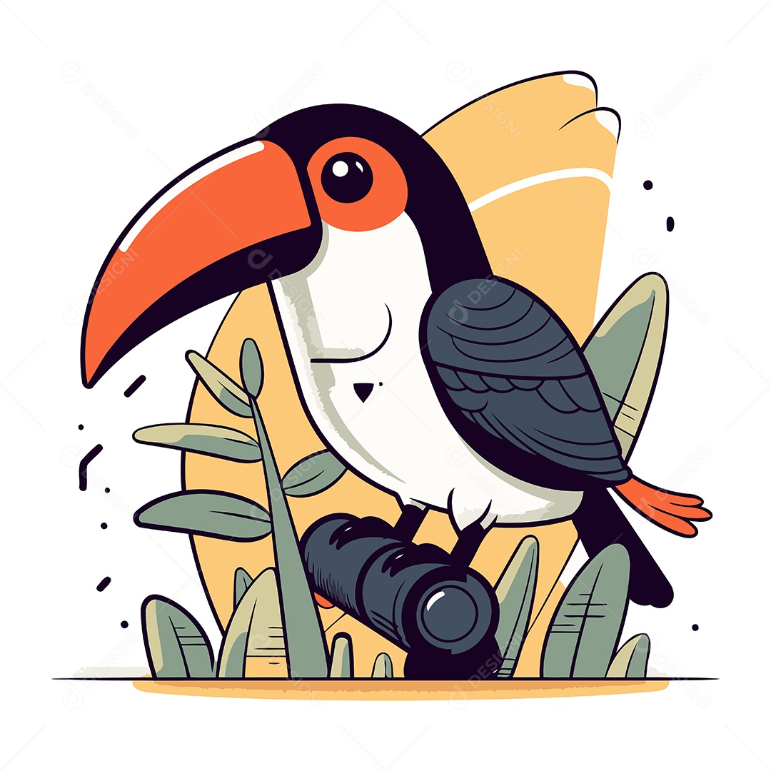 Tucano de Desenho Animado Ilustração Vetor EPS
