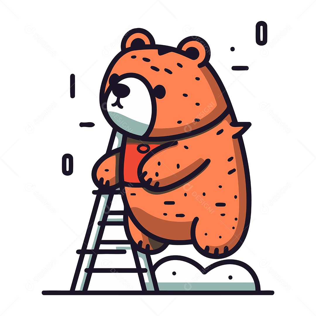 Urso Fofo Subindo uma Escada Ilustração Vetor EPS
