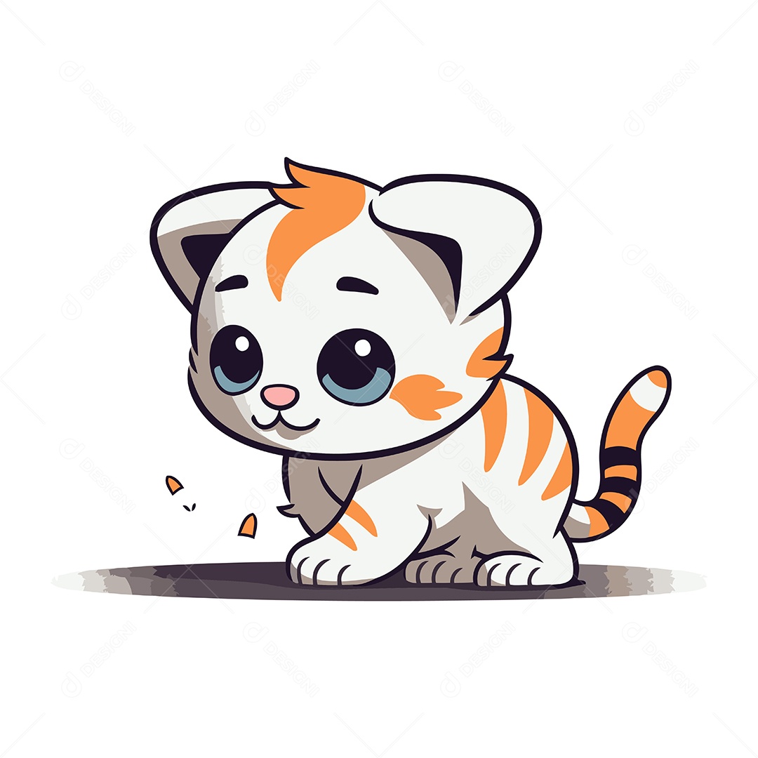Gato Fofo de Desenho Animado Ilustração Vetor EPS
