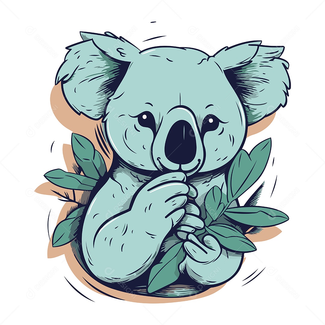 Coala de Desenho Animado Segurando um Galho Ilustração Vetor EPS