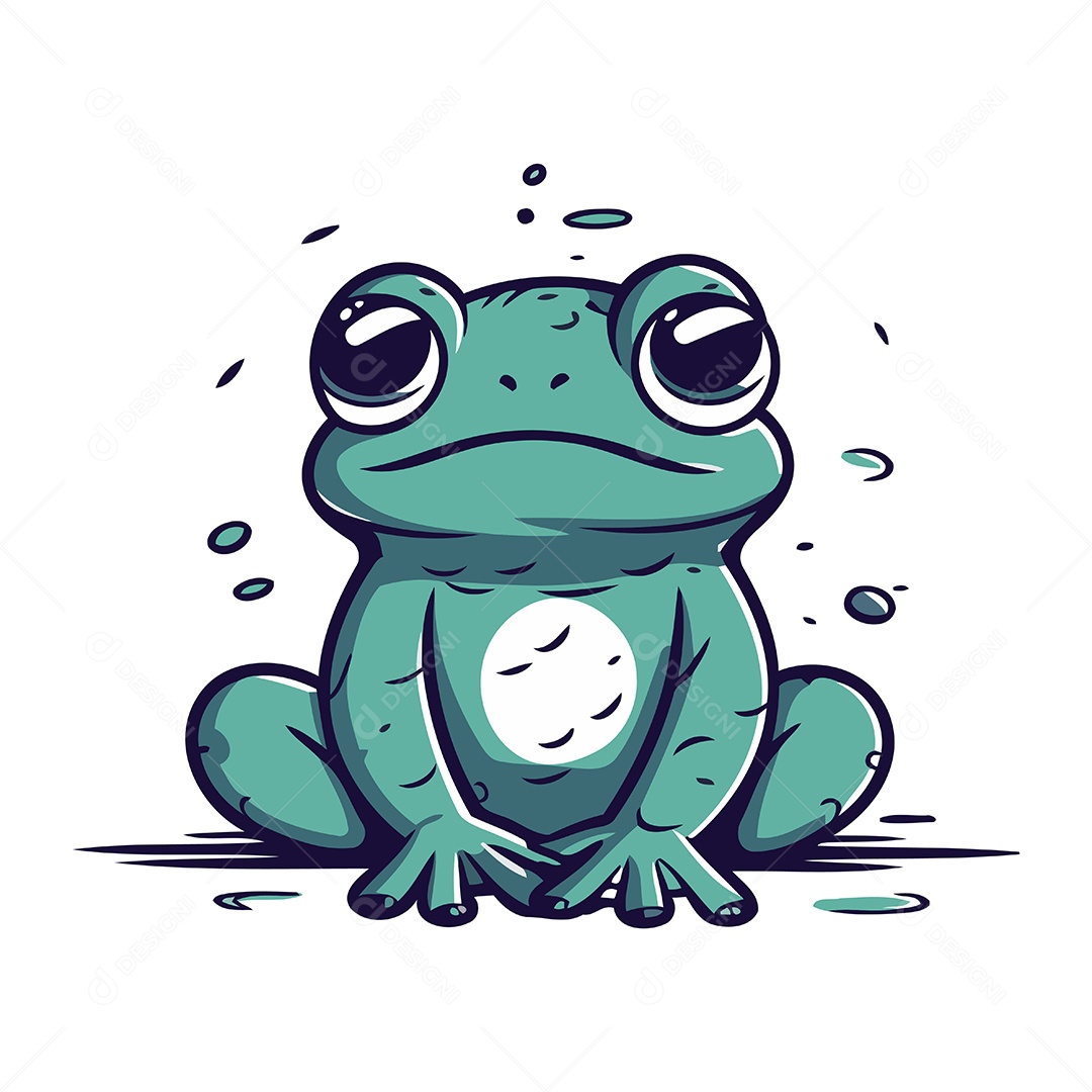 Sapo Fofo de Desenho Animado Ilustração Vetor EPS