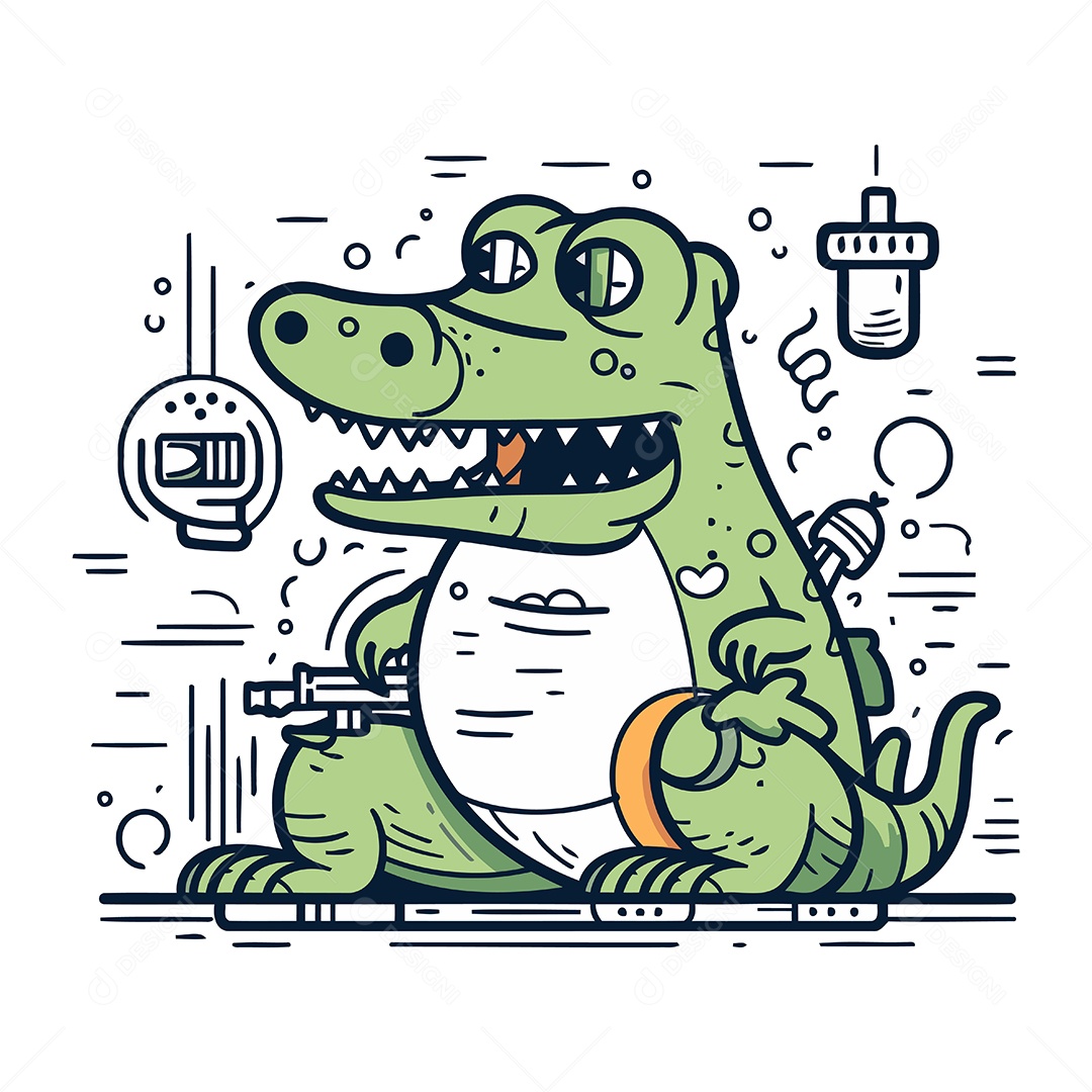 Crocodilo de Desenho Animado Ilustração Vetor EPS