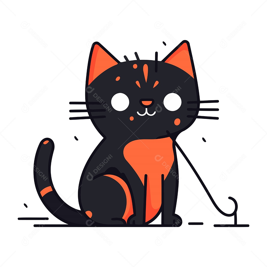 Gato Fofo de Desenho Animado Ilustração Vetor EPS