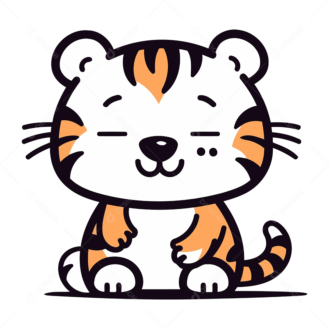 Tigre de Desenho Animado Ilustração Vetor EPS
