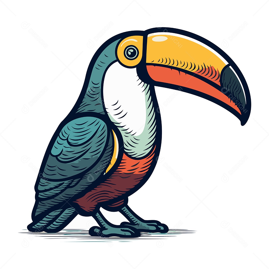 Tucano de Desenho Animado Ilustração Vetor EPS
