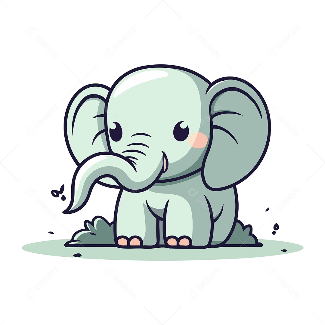 Elefante Fofo de Desenho Animado Ilustração Vetor EPS