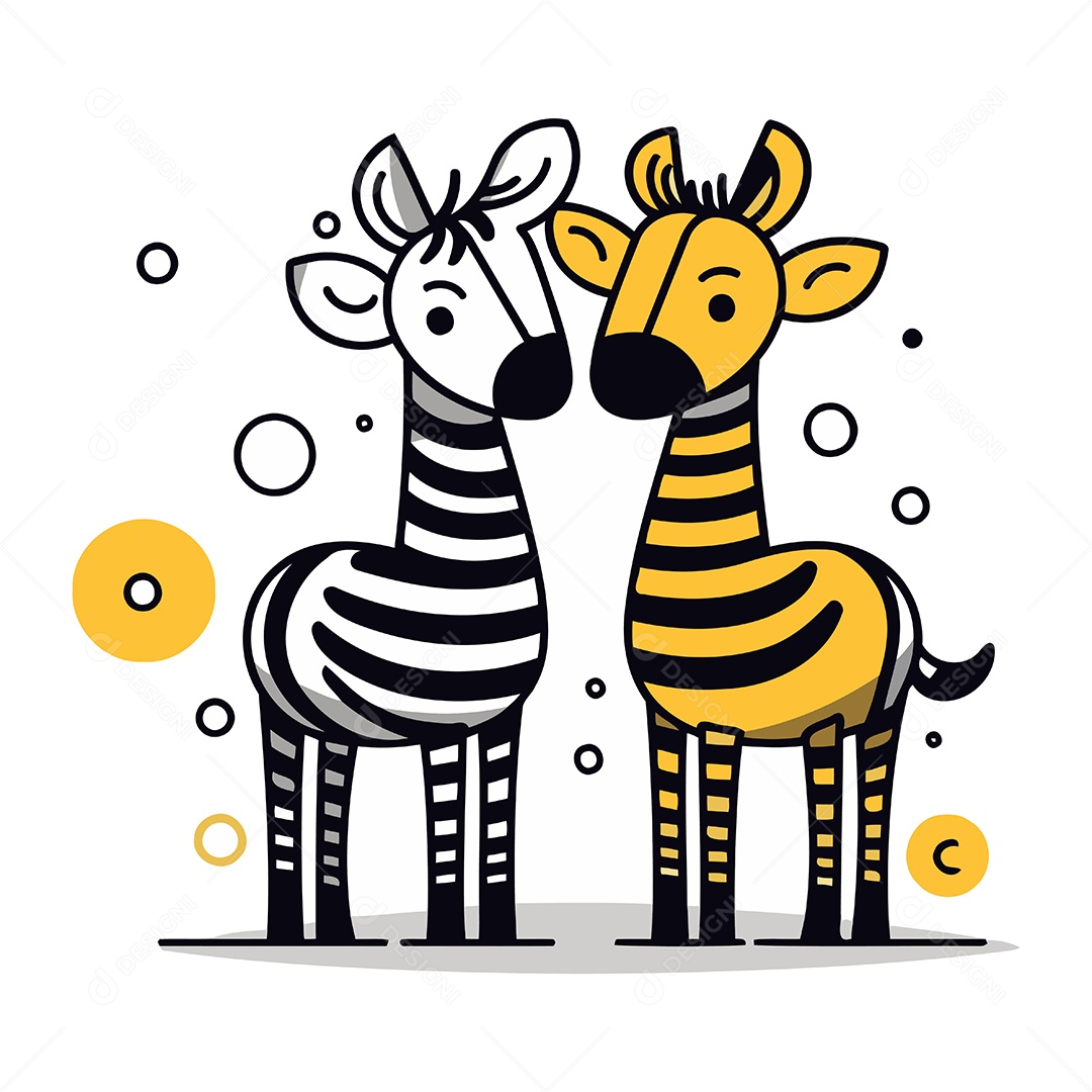 Zebras de Desenho Animado Ilustração Vetor EPS