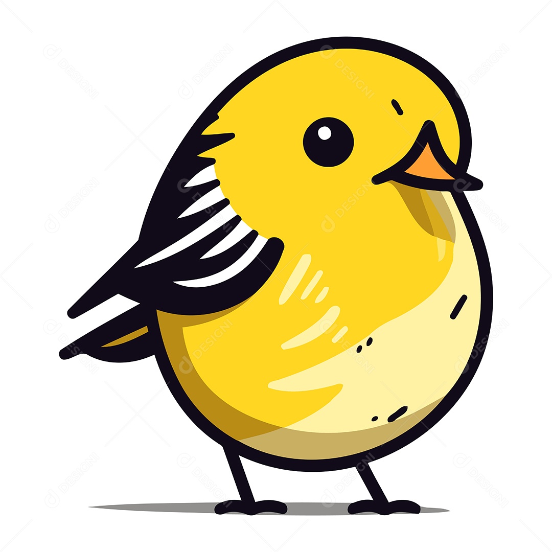Passarinho Amarelo Fofo Ilustração Vetor EPS