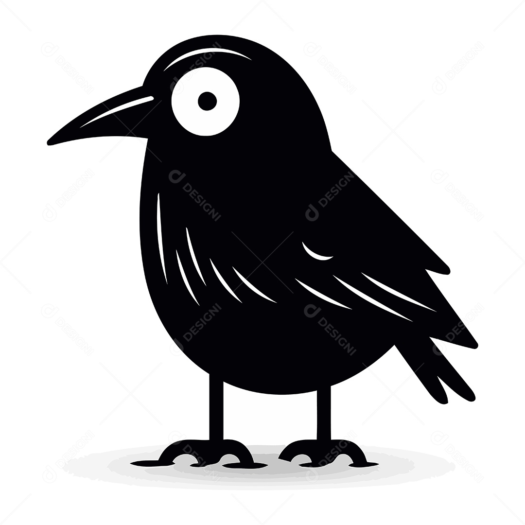 Corvo Preto de Desenho Animado Ilustração Vetor EPS