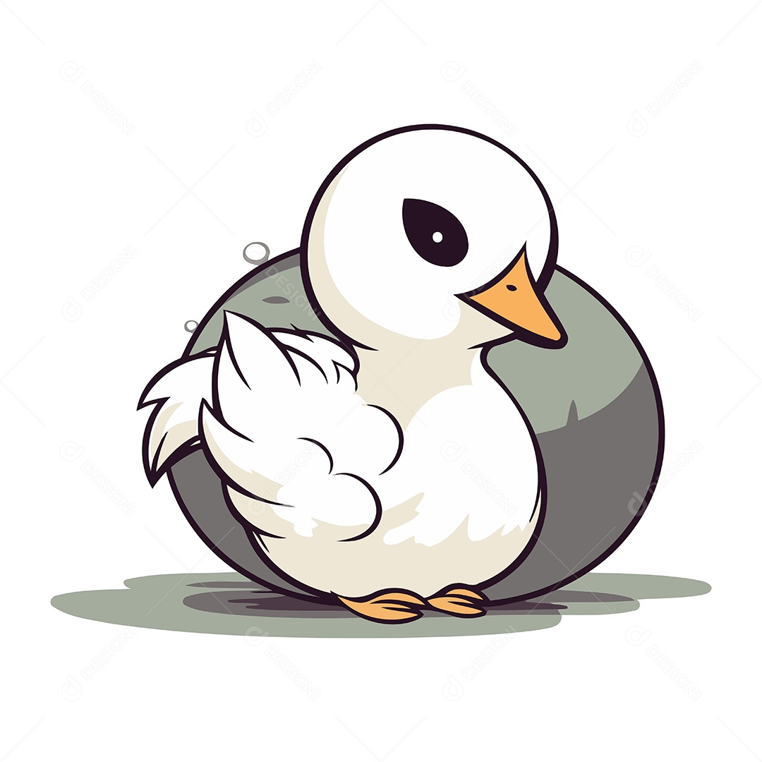 Patinho Fofo de Desenho Animado Ilustração Vetor EPS