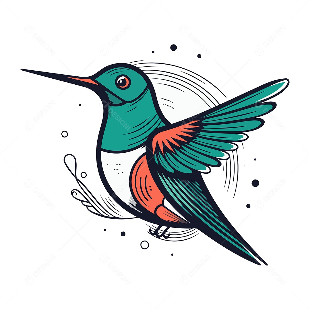 Beija Flor de Desenho Animado Ilustração Vetor EPS