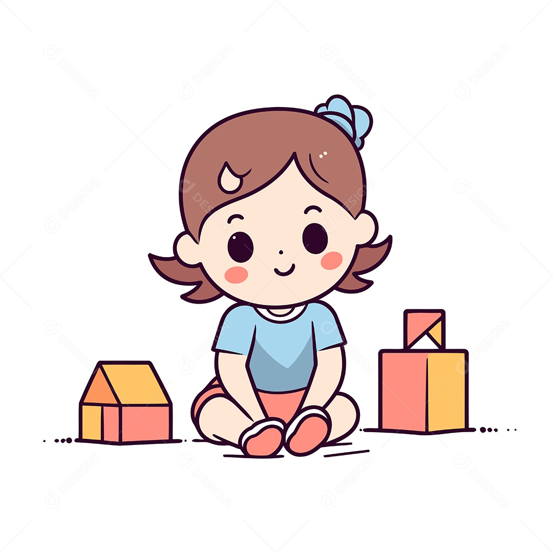 Menina Bonitinha de Desenho Animado Ilustração Vetor EPS