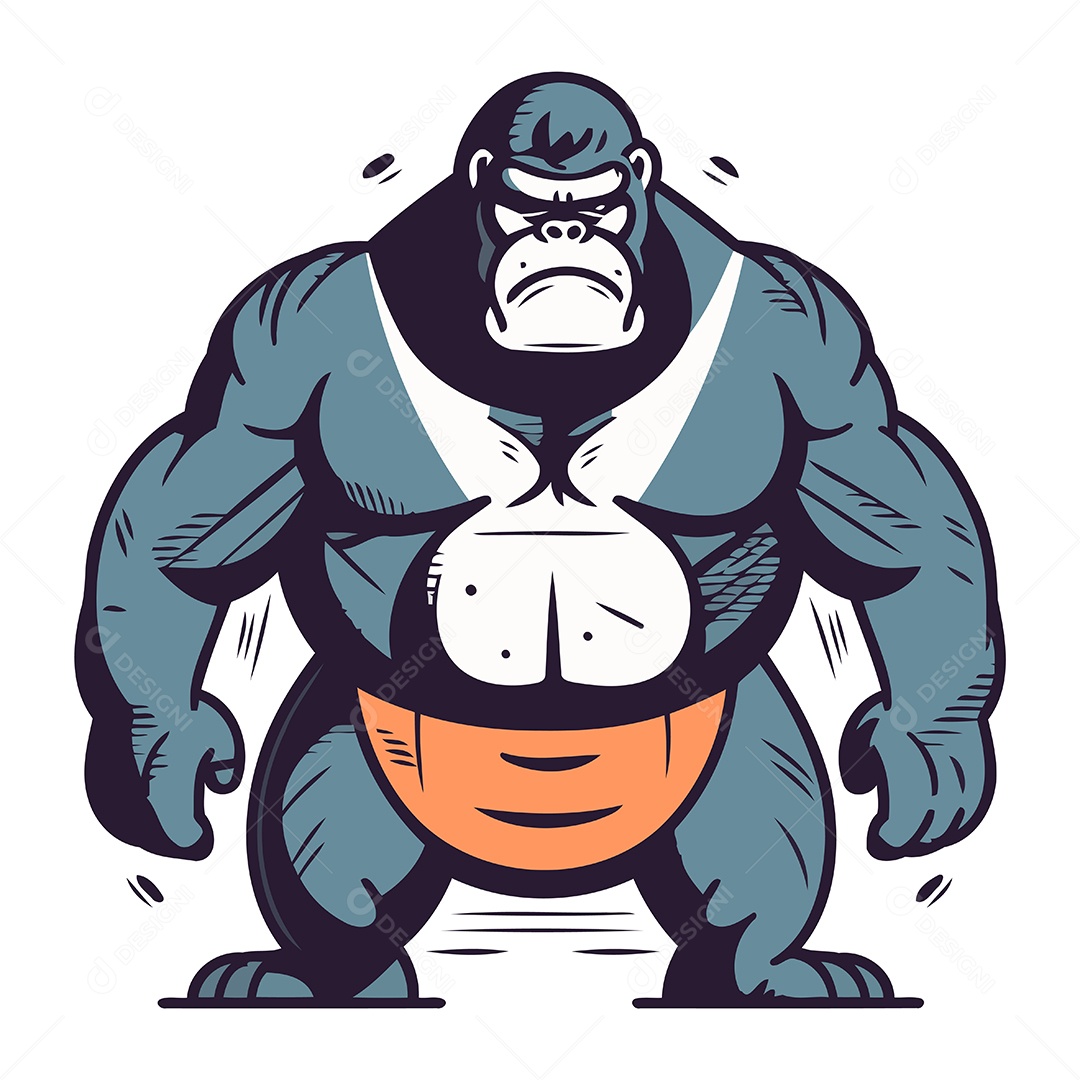 Gorila de Desenho Animado Ilustração Vetor EPS