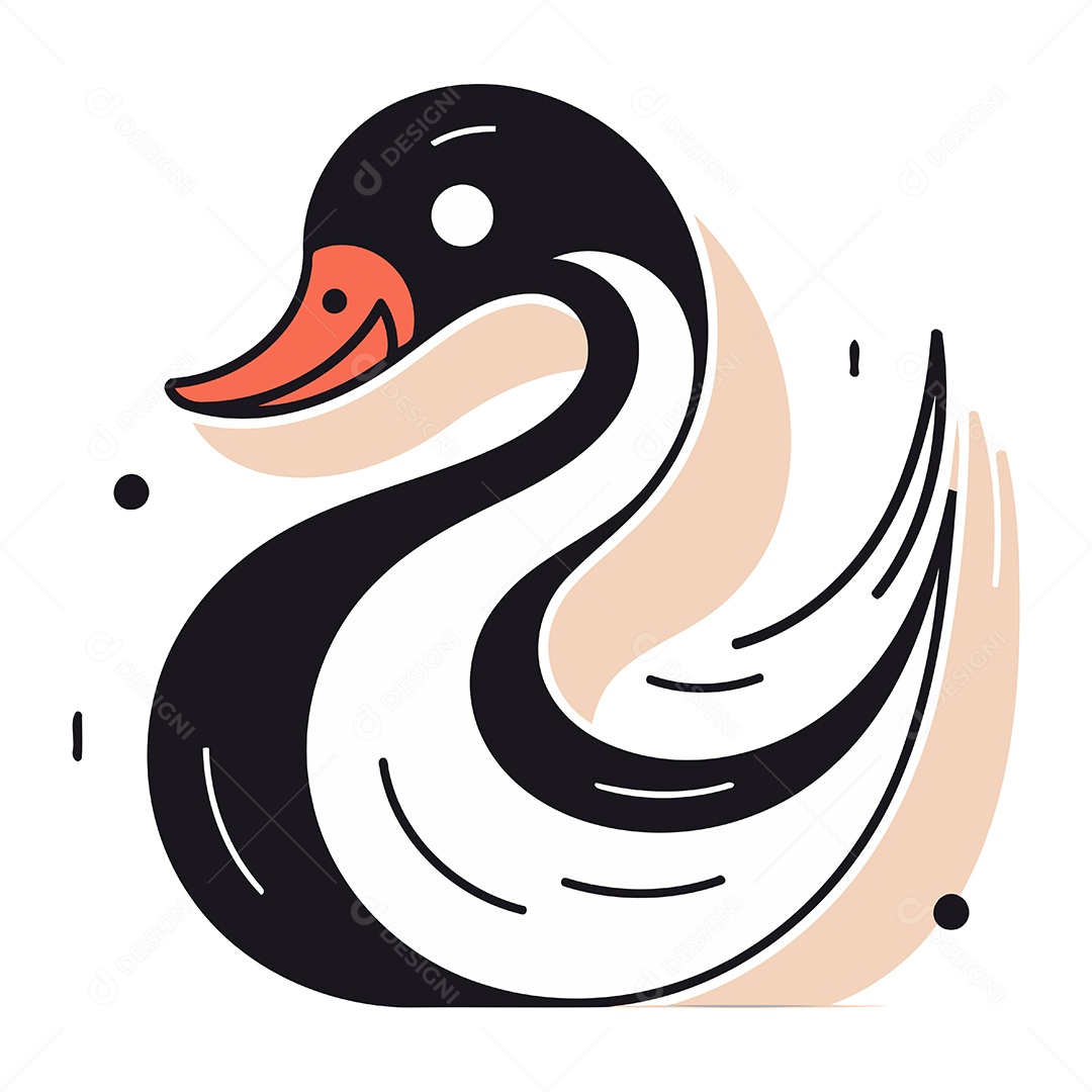Cisne Negro de Desenho Animado Ilustração Vetor EPS