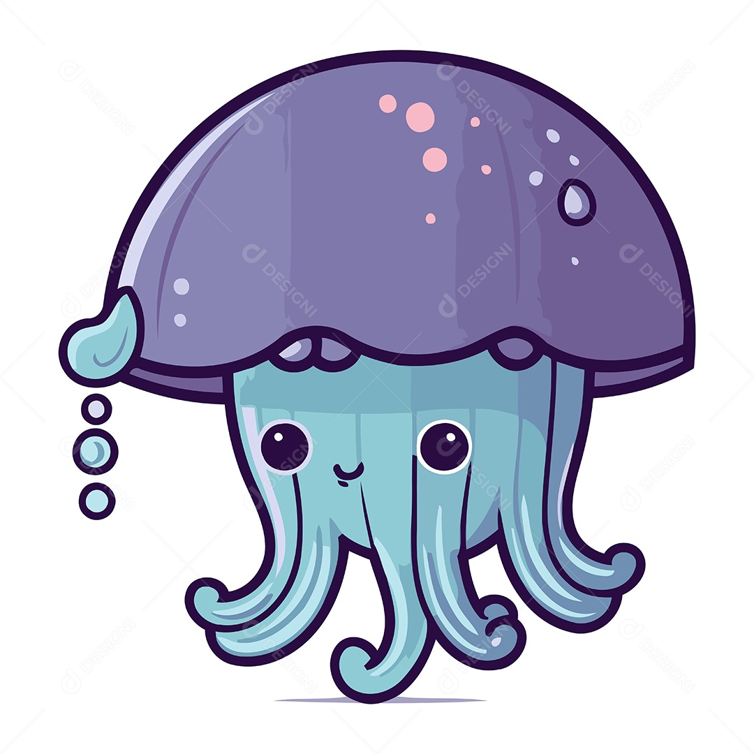 Água Viva de Desenho Animado Ilustração Vetor EPS