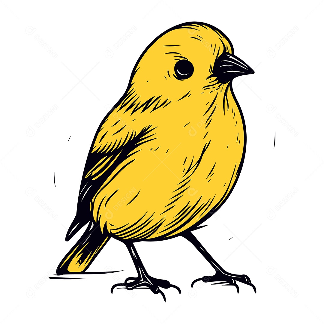 Pássaro Amarelo de Desenho Animado Ilustração Vetor EPS