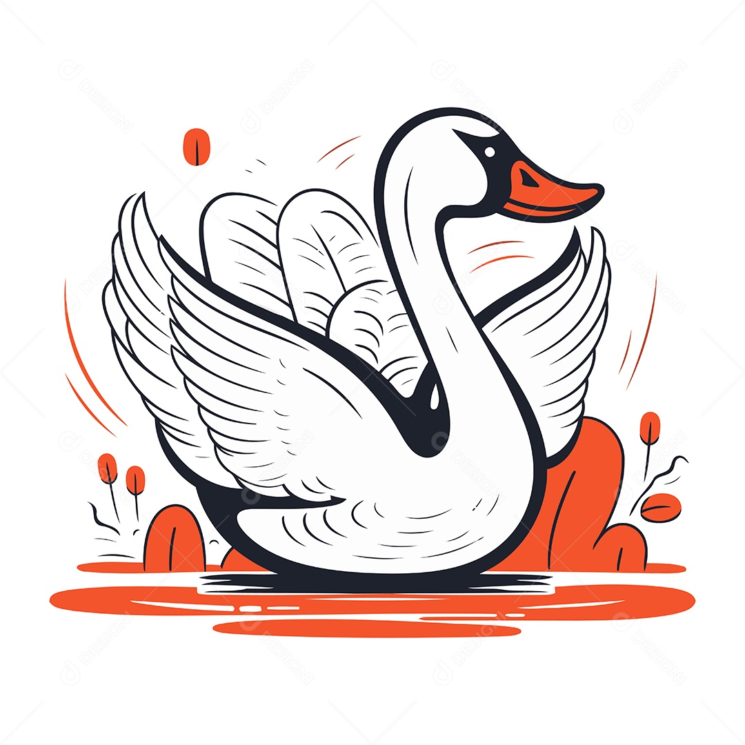 Cisne de Desenho Animado Ilustração Vetor EPS