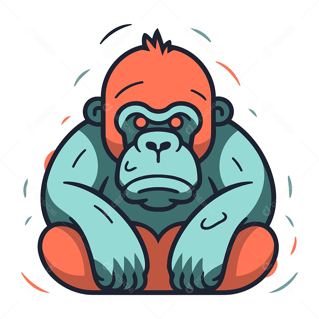 Gorila de Desenho Animado Ilustração Vetor EPS