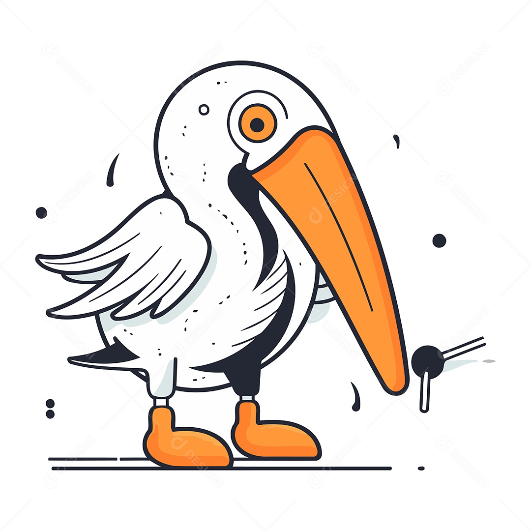 Pelicano de Desenho Animado Ilustração Vetor EPS
