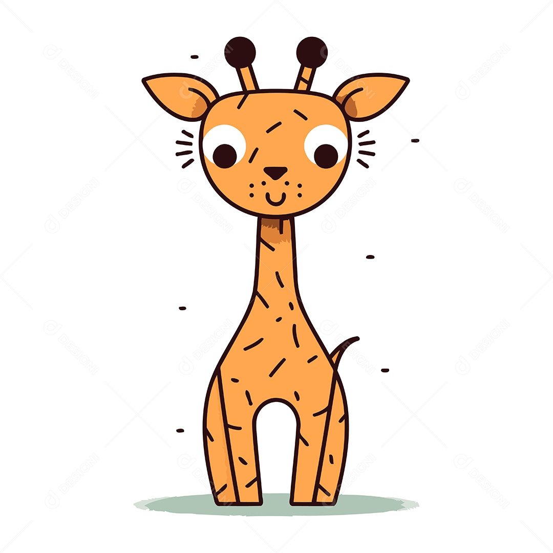 Girafa Fofa de Desenho Animado Ilustração Vetor EPS