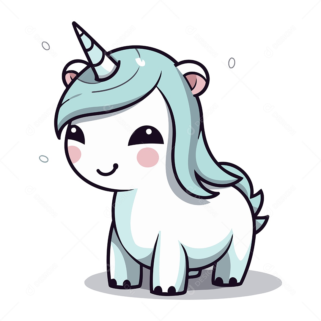 Unicórnio Fofo de Desenho Animado Ilustração Vetor EPS