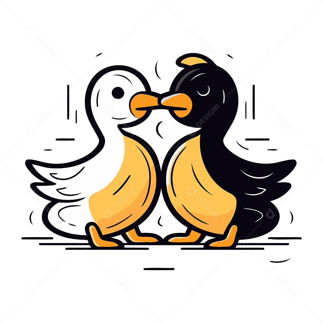 Casal de Patos Desenho Animado Ilustração Vetor EPS