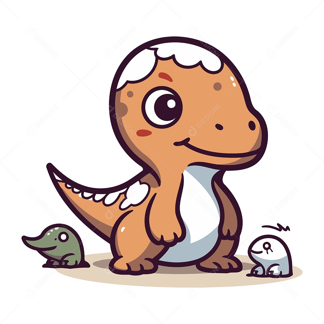 Dinossauro Fofo de Desenho Animado Ilustração Vetor EPS