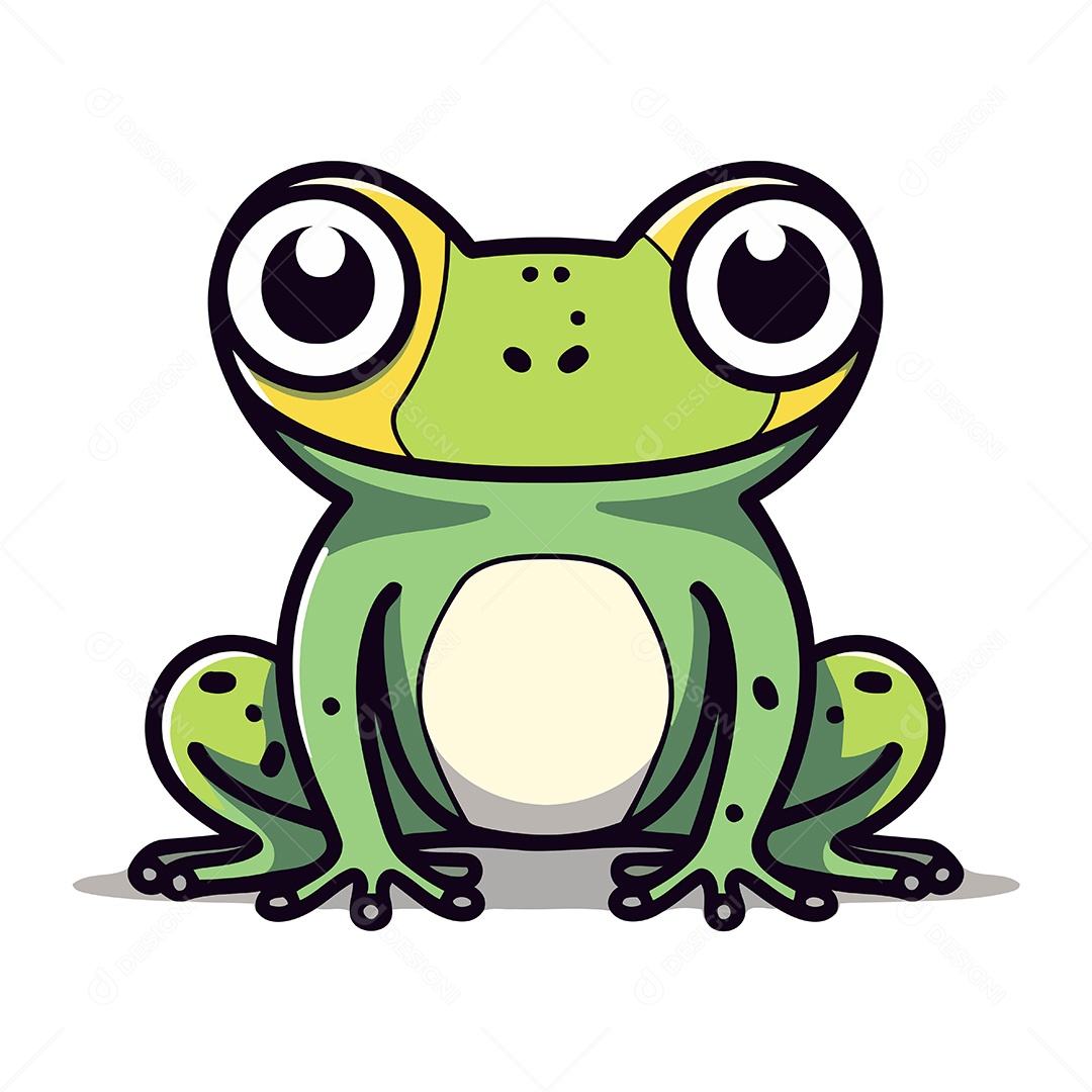 Sapo Fofo de Desenho Animado Ilustração Vetor EPS