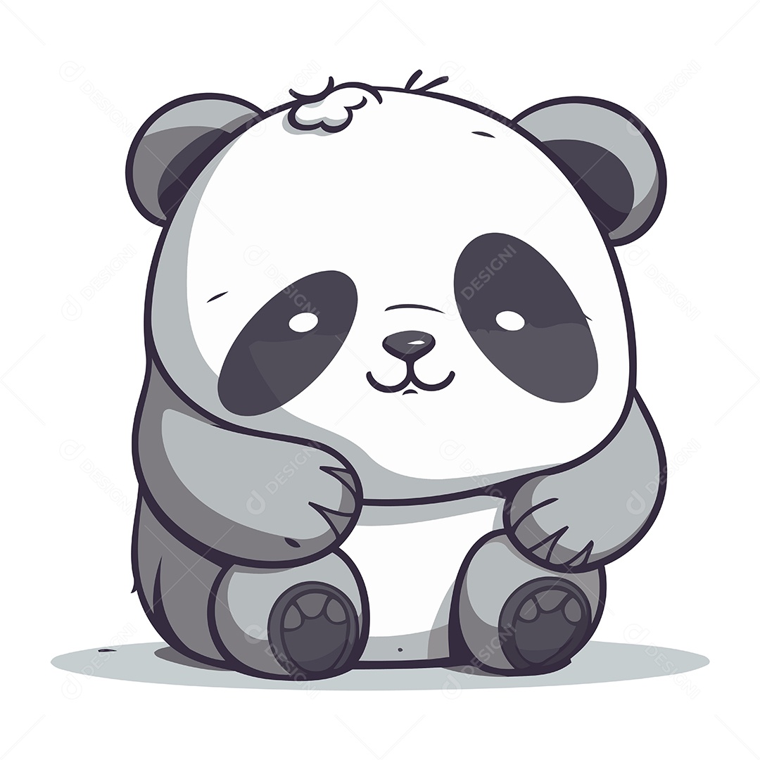 Panda Fofo de Desenho Animado Ilustração Vetor EPS