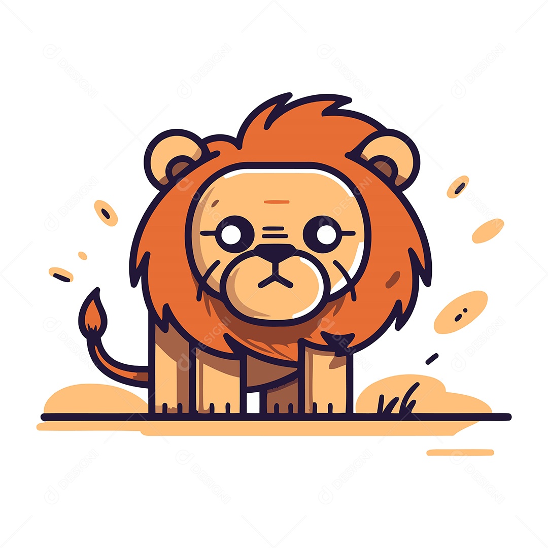 Leão de Desenho Animado Ilustração Vetor EPS