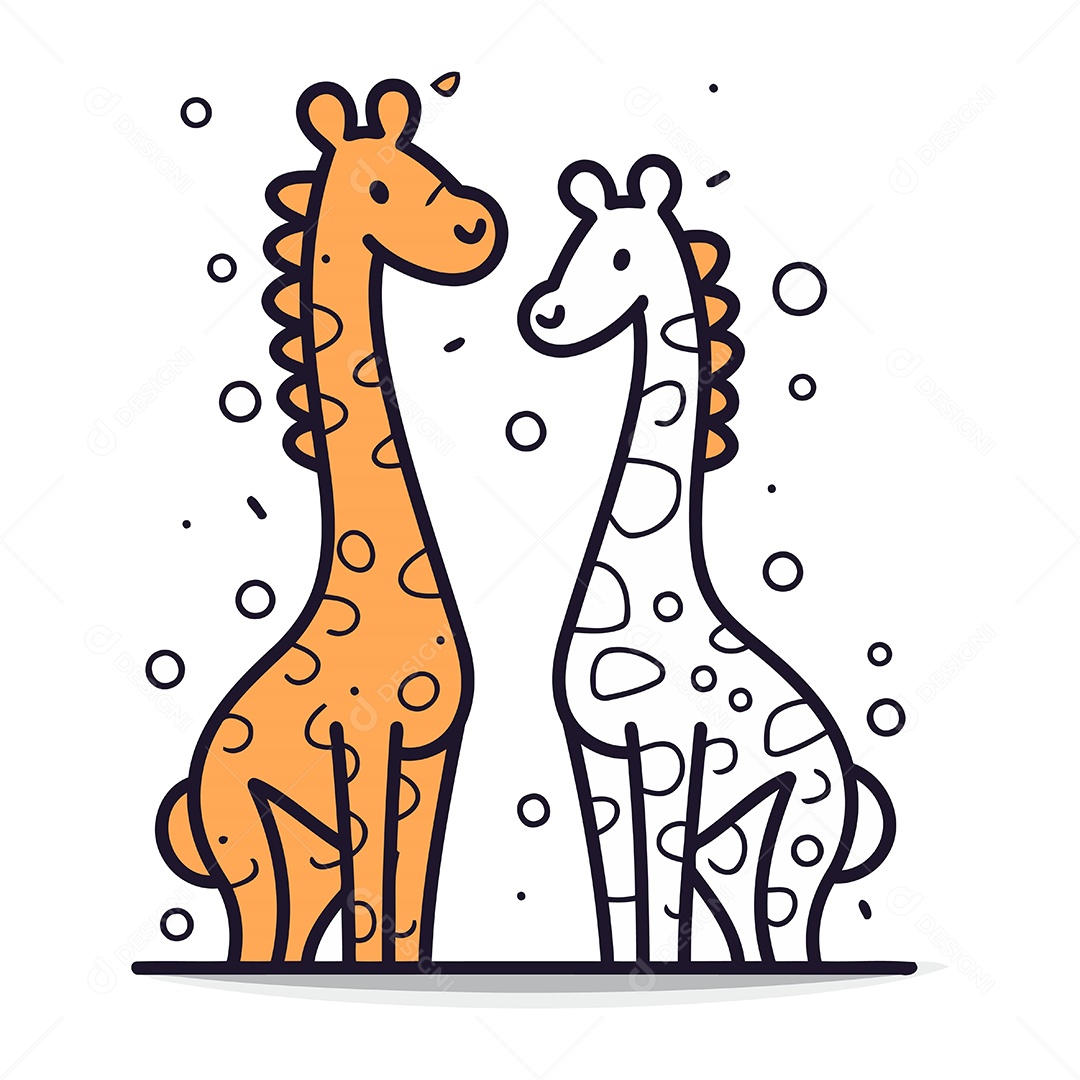 Girafas Fofa de Desenho Animado Ilustração Vetor EPS