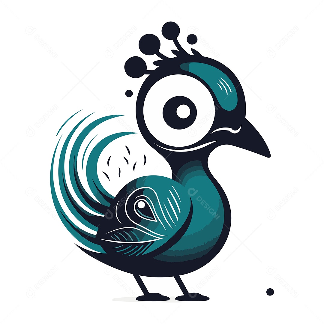 Pavão de Desenho Animado Ilustração Vetor EPS