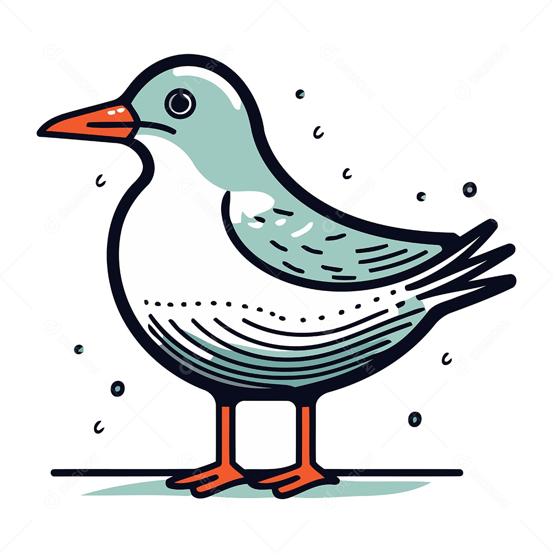 Gaivota de Desenho Animado Ilustração Vetor EPS
