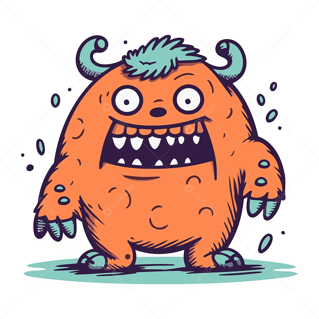 Monstro Engraçado de Desenho Animado Ilustração Vetor EPS