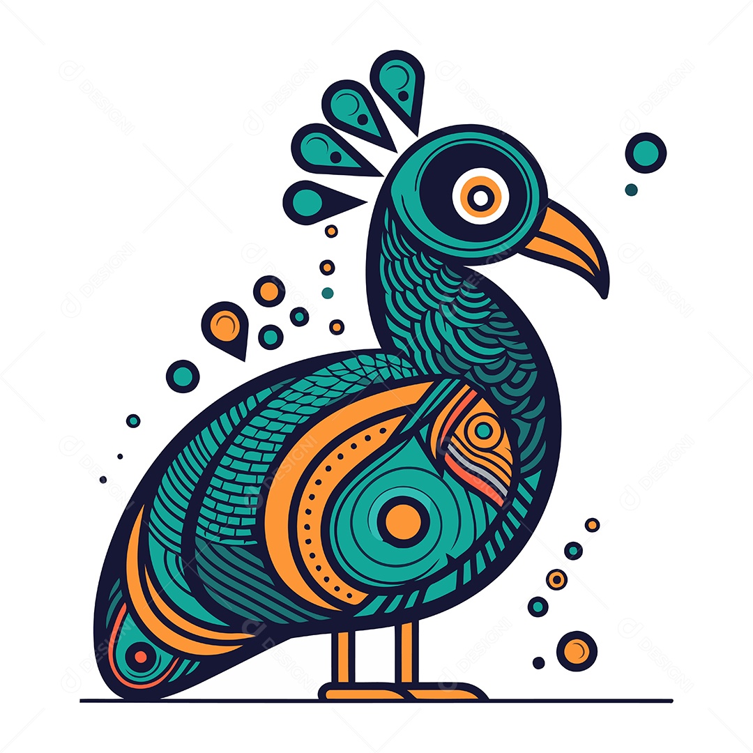 Pavão de Desenho Animado Ilustração Vetor EPS