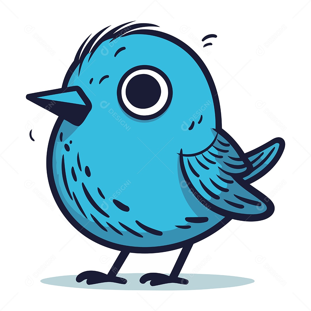 Pássaro Azul Fofo de Desenho Animado Ilustração Vetor EPS