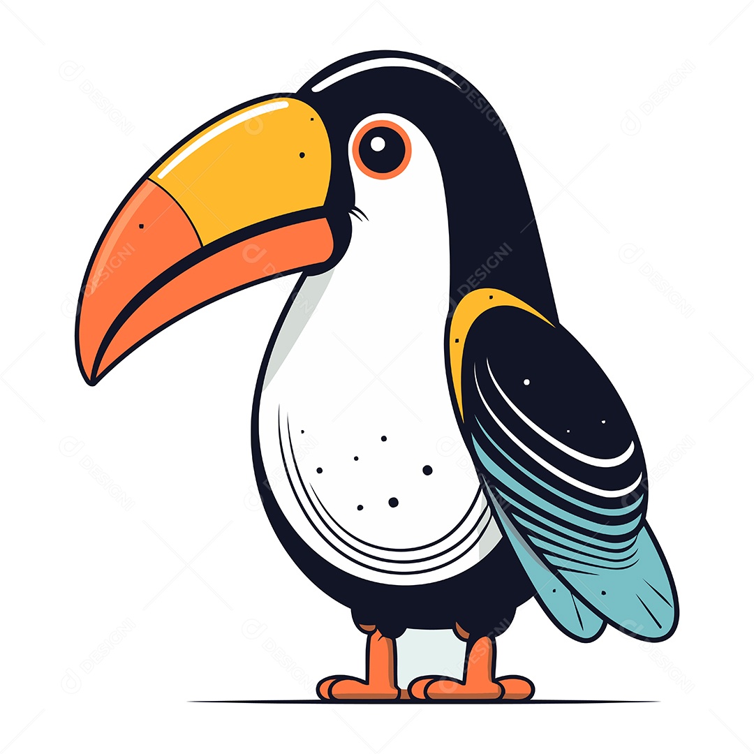 Tucano de Desenho Animado Ilustração Vetor EPS