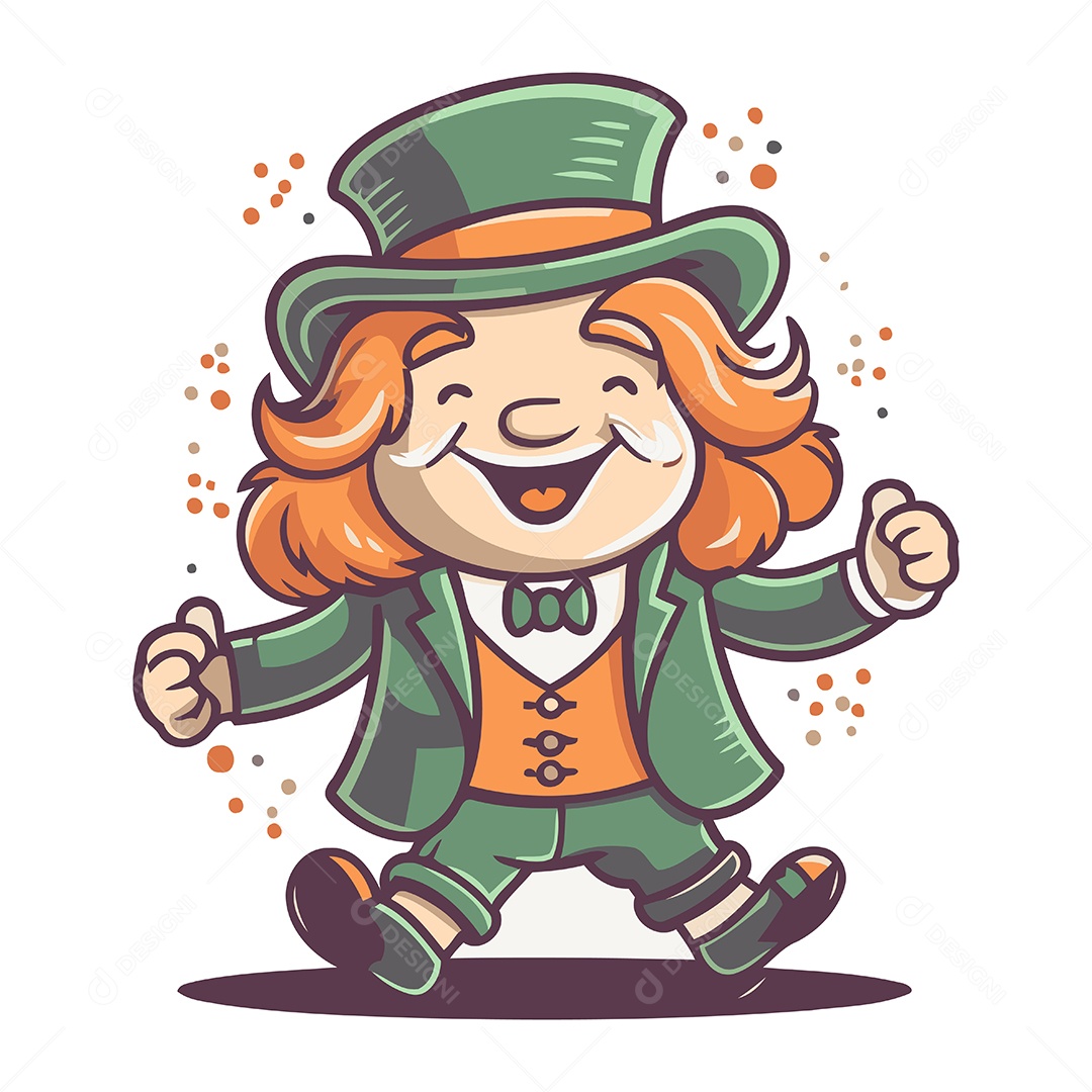 Duende Sorrindo de Desenho Animado Ilustração Vetor EPS