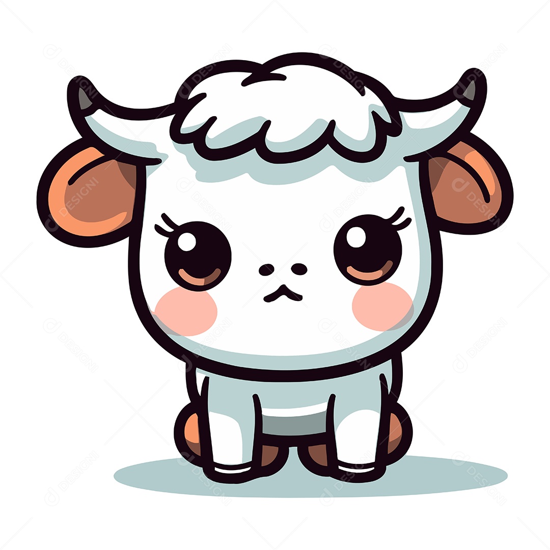 Vaca Fofa de Desenho Animado Ilustração Vetor EPS
